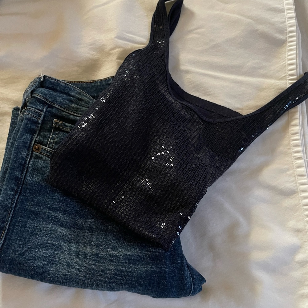 Navy Blue Sequence Tank top